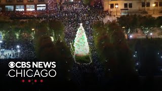 Chicago lights Christmas tree in Millennium Park and Christkindlmarket opens in Daley Plaza [upl. by Lavena]