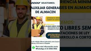 Vacantes Empleo Guadalajara  Auxiliar General de Almacen [upl. by Duj]