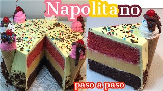 PASTEL NAPOLITANO DE TRES LECHES CREMOSO CON RELLENO DE FLAN UN PASO A PASO 5 recetas en 1 [upl. by Evars]