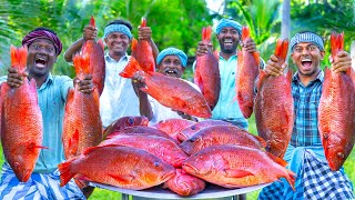 RED SNAPPER FISH  Big Fish Grill Recipe Cooking in Village  Fish Fry in Clay  Ancient Cooking [upl. by Linetta]