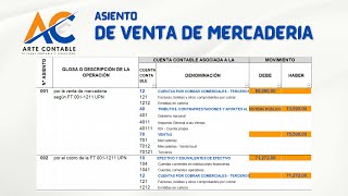 ASIENTO CONTABLE VENTA DE MERCADERIAS [upl. by Draper418]