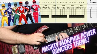 Go Go Power Rangers Theme Guitar Cover with Guitar Tabs [upl. by Ahael532]