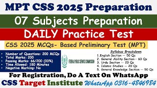 CSS 2025 MCQs Based Preliminary Test MPT Preparation  CSS  MPT  FPSC [upl. by Ithsav]