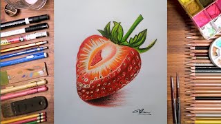 strawberry drawingdrawing with pencil colourpencil colour [upl. by Nnazus]