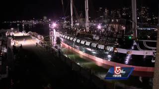 Uncut USS Constitution leaves dry dock [upl. by Wolram]