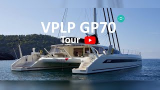 VPLP GP70 Luxury Performance Catamaran Tour The Tidiest Fast Sailing Cat on the Market [upl. by Enicar]