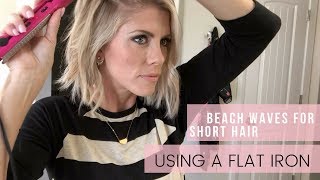 Easy  Fast Beach Waves for short Hair  Using a Flat Iron [upl. by Arytahs30]