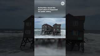 Watch Vacant Outer Banks house collapses into ocean Shorts [upl. by Nagorb]