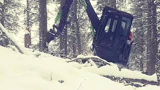 Tilting forestry mini excavator at work [upl. by Nnylylloh]