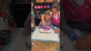 Let’s paint together ❤️ marjoleinart fluidart Mother Daughter painting 🥰 [upl. by Elorak776]