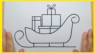 TRINEO DE NAVIDAD Como dibujar el TRINEO DE SANTA CLAUS Dibujos de NAVIDAD [upl. by Cul9]