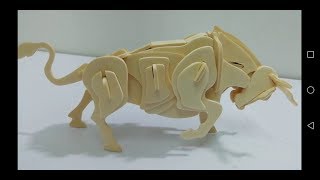 Woodcraft Construction Kit How to assemble the wooden Bull [upl. by Obbard703]