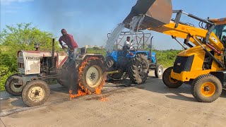 Sonalika Di 60 Rx vs Eicher 242 Tractor Tochan on RCC Road Tractor gone Fired [upl. by Maynard846]