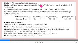 dosage acido basique étude dune solution aqueuse damomoniac [upl. by Nitsid634]