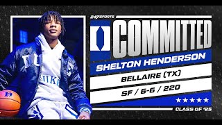 WATCH 5star SF Shelton Henderson commits to Duke  No 15 overall prospect [upl. by Maiocco]