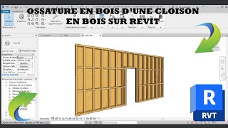 ossature en bois dune cloison en bois sur revit [upl. by Waterer]