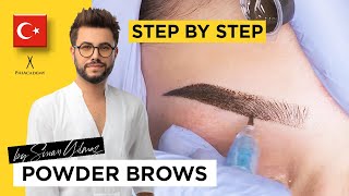 Powder Brows training  Step by Step  Permanent Make up course  Powder Brows Certification [upl. by Neufer]