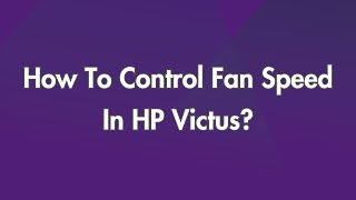 How To Control Fan Speed In HP Victus [upl. by Nikolia789]