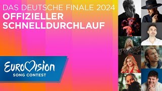 Die Songs des deutschen ESCVorentscheids 2024 im Schnelldurchlauf  Eurovision Song Contest  NDR [upl. by Zilvia639]