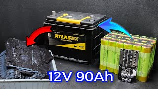 12v 90Ah Lifepo4 battery build For SUV car using 24cell 32140 15Ah From old car battery [upl. by Atiekan]