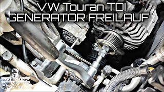 VW Touran 1T  Geräusche am Riementrieb  Freilauf Generator wechseln  Drehmomentwerte  Freewheel [upl. by Rosario]