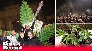 Germany brings new recreational cannabis law into force as Berliners celebrate with a smokein [upl. by Alliuqet815]