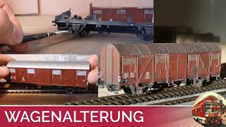 Wagen altern  alle Schritte  Modelleisenbahn in H0 Weathering Alterung Airbrush Vallejo Farben [upl. by Enyleve]