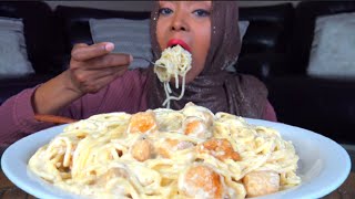 ASMR  Scallops Alfredo Pasta  المكرونة مع الإسكلوب [upl. by Harve]