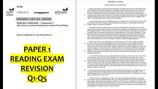 EDUQAS Paper 1 Reading Q1Q5 walkthrough 2024  GCSE English Language [upl. by Tibbs]