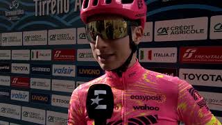 Neilson Powless  Interview at the start  Stage 3  TirrenoAdriatico 2024 [upl. by Goddart]