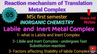 Labile and Inert Metal Complex  MSc first semester • INORGANIC CHEMISTRY• itschemistrytime [upl. by Ylreveb]