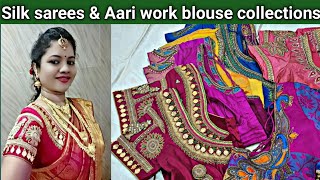 My silk sarees  Aari amp maggam work bridal blouse collections Latest 2020 bridal blouse desings [upl. by Eyaj]