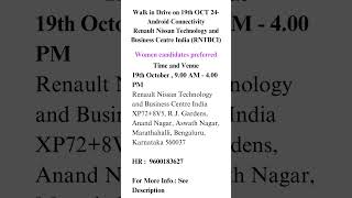 Walk in Drive on 19th OCT 24 Android Connectivity Renault Nissan Technology and Business Centre [upl. by Shanney]