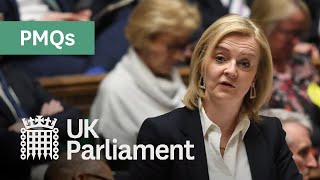 Liz Trusss first Prime Ministers Questions PMQs  7 September 2022 [upl. by Arahahs511]