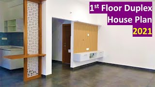 East Facing Duplex House 1st Floor Planning and Tour Living Pooja and a Master Bedroom [upl. by Aihsekan]