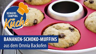 Saftige BananenSchoko Muffins Omnia Backofen Camping Rezept  Fritz Berger [upl. by Akselaw]