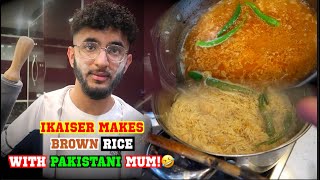 Making pilau rice brown chaval with my pakistani mum😂  iKaiseR [upl. by Tereb415]