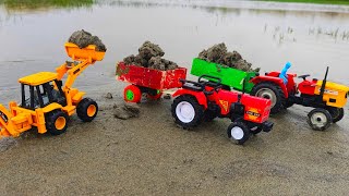 Muddy Sonalika Tractor And Jcb 3dx 4dx backhoe Trolley loading l Mini Mohindra Tractor l Makmud Toys [upl. by Munford604]