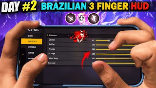 Day 2❗️Trying To Play 3 Finger Brazilian 🇧🇷 Secret 🤫 Custom HUD  FREE FIRE [upl. by Eeralav]