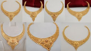 Latest gold short necklace designs 2024 with weight amp price  new hallmark gold necklace designs [upl. by Munafo]