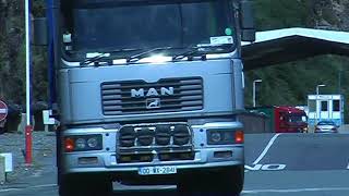 Trucks loading RoRo vessel on 140803 at Fishguard Harbour [upl. by Noryk]