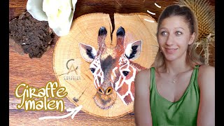 ACRYLMALEREI  Realistische Giraffe malen🦒🎨  auf Holz 🌳 Creative Artpoint [upl. by Bartlet]