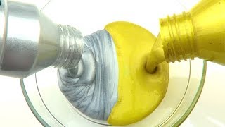 Making Metallic Slime With Gold and Silver Paint Slime DIY [upl. by Zampardi]