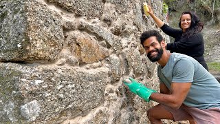 Finalizando a parede de pedra da nossa casa em Portugal [upl. by Dari]