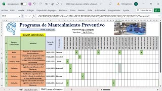 Elaboración de Programa de Mantenimiento Preventivo Para Días Laborables  Lunes a Sábados con Excel [upl. by Ennelram]