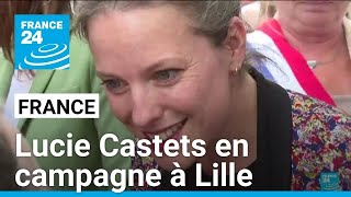 Politique française  la candidate NFP à Matignon Lucie Castets en campagne à Lille • FRANCE 24 [upl. by Bove]