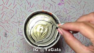 Nail Art Tutorial Black and Rainbow Water Marble from yagala [upl. by Mohkos]