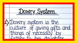 Dowry system essay in English20 Lines essay on Dowry systemEssay on Dowry system dowrysystem [upl. by Hazem]