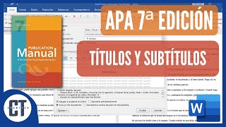 TITULOS y SUBTITULOS Normas APA 7ma EDICION [upl. by Viking921]