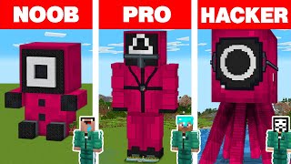 Minecraft NOOB vs PRO vs HACKER SQUID GAME STATUE HOUSE BUILD CHALLENGE  Animation [upl. by Ogilvy]